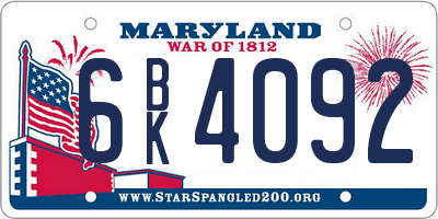 MD license plate 6BK4092