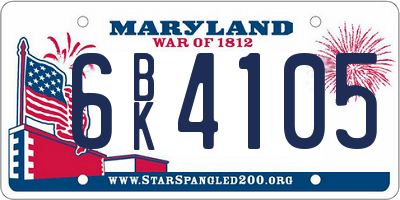 MD license plate 6BK4105