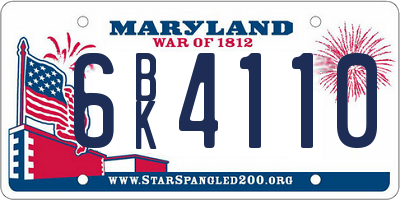 MD license plate 6BK4110