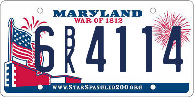 MD license plate 6BK4114