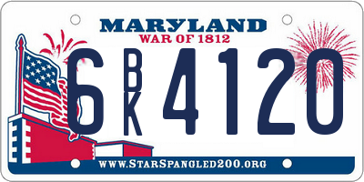MD license plate 6BK4120