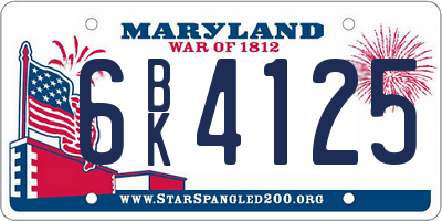 MD license plate 6BK4125