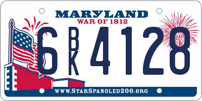 MD license plate 6BK4128
