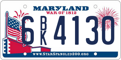 MD license plate 6BK4130