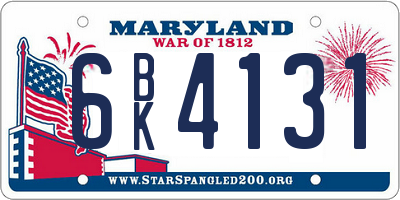 MD license plate 6BK4131
