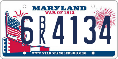 MD license plate 6BK4134