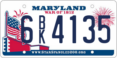 MD license plate 6BK4135