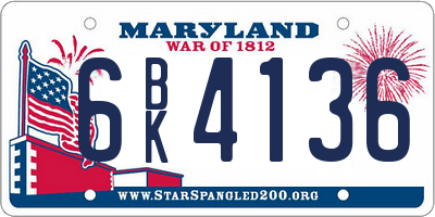 MD license plate 6BK4136