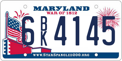 MD license plate 6BK4145