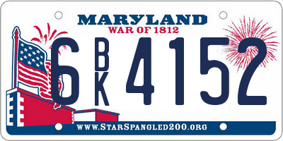 MD license plate 6BK4152