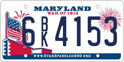 MD license plate 6BK4153