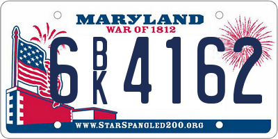 MD license plate 6BK4162