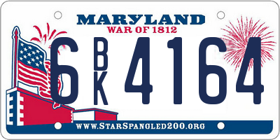 MD license plate 6BK4164