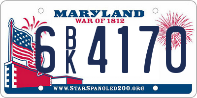 MD license plate 6BK4170