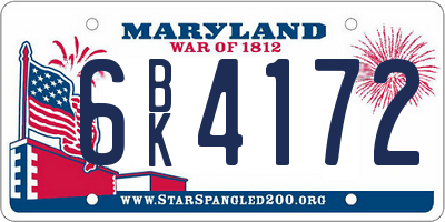 MD license plate 6BK4172