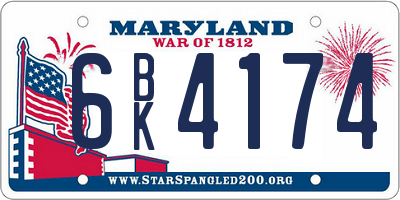 MD license plate 6BK4174