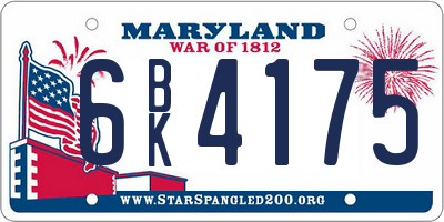 MD license plate 6BK4175