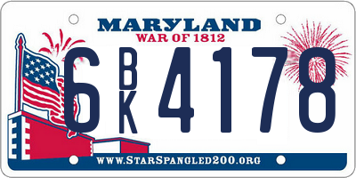 MD license plate 6BK4178