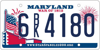 MD license plate 6BK4180