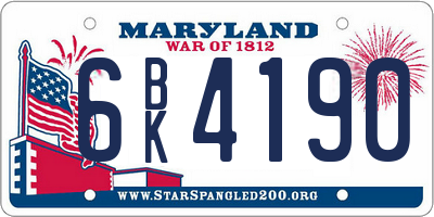 MD license plate 6BK4190