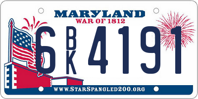 MD license plate 6BK4191