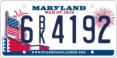 MD license plate 6BK4192