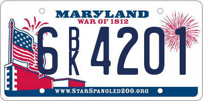MD license plate 6BK4201