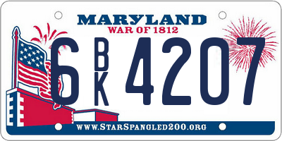 MD license plate 6BK4207