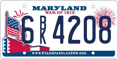 MD license plate 6BK4208