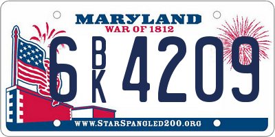 MD license plate 6BK4209
