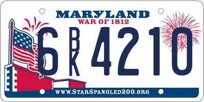 MD license plate 6BK4210