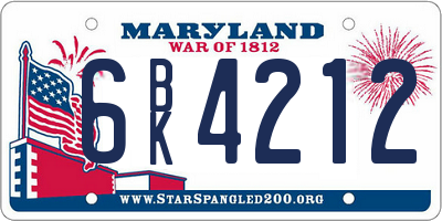 MD license plate 6BK4212