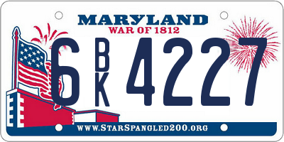 MD license plate 6BK4227