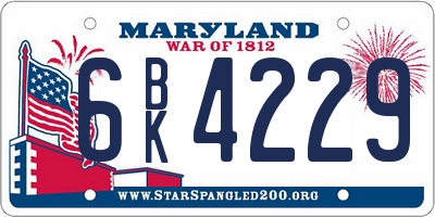 MD license plate 6BK4229