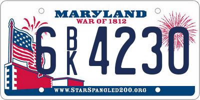 MD license plate 6BK4230