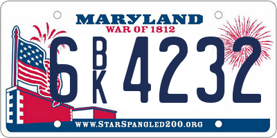MD license plate 6BK4232