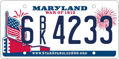 MD license plate 6BK4233