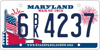 MD license plate 6BK4237
