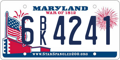 MD license plate 6BK4241