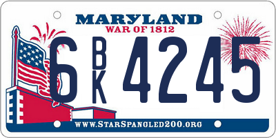 MD license plate 6BK4245
