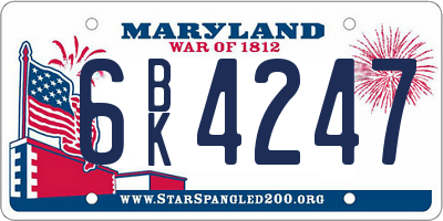 MD license plate 6BK4247