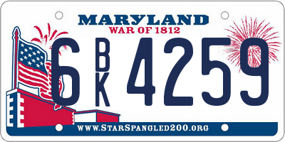 MD license plate 6BK4259