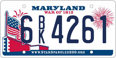 MD license plate 6BK4261