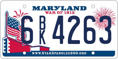 MD license plate 6BK4263