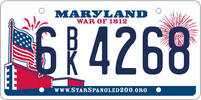 MD license plate 6BK4268