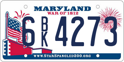 MD license plate 6BK4273