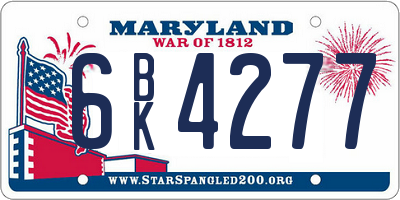 MD license plate 6BK4277