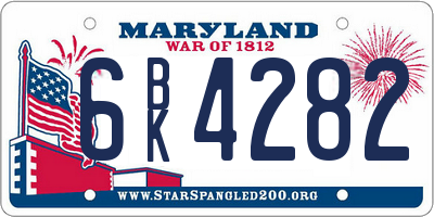 MD license plate 6BK4282