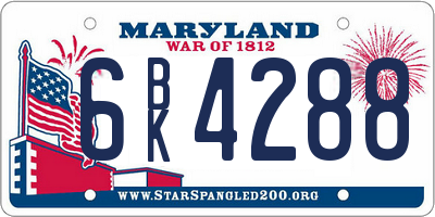MD license plate 6BK4288