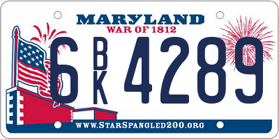 MD license plate 6BK4289